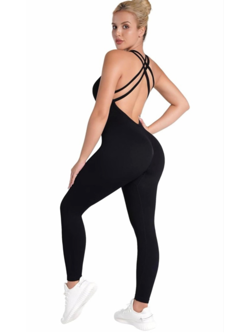 NEW Sunzel Strappy Jumpsuit Backless Seamless Workout 1 Pc Bodycon XS